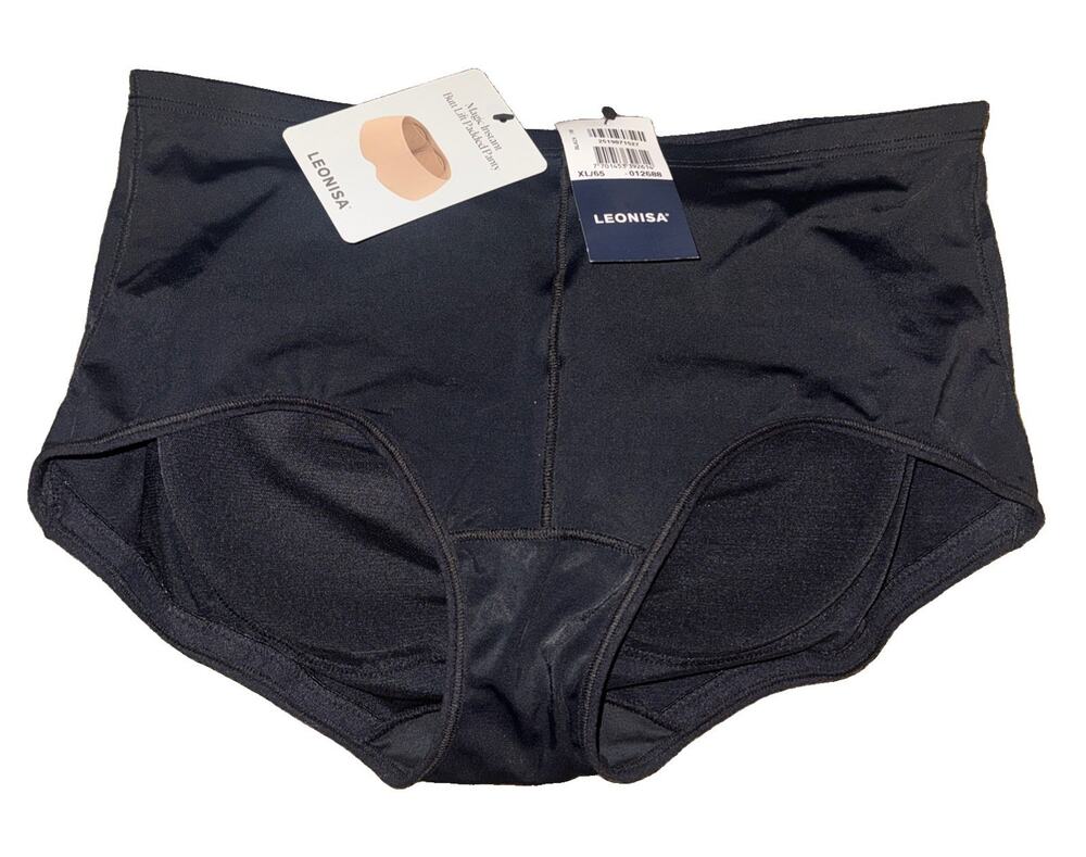 Leonisa Women's XL Instant Butt Lift Padded Panty Black NWT Removable Contour